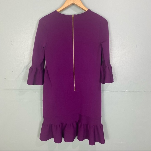 Ted Baker Tynia Purple Dress Ruffled Peplum Shift Sz 6 - Picture 3 of 10